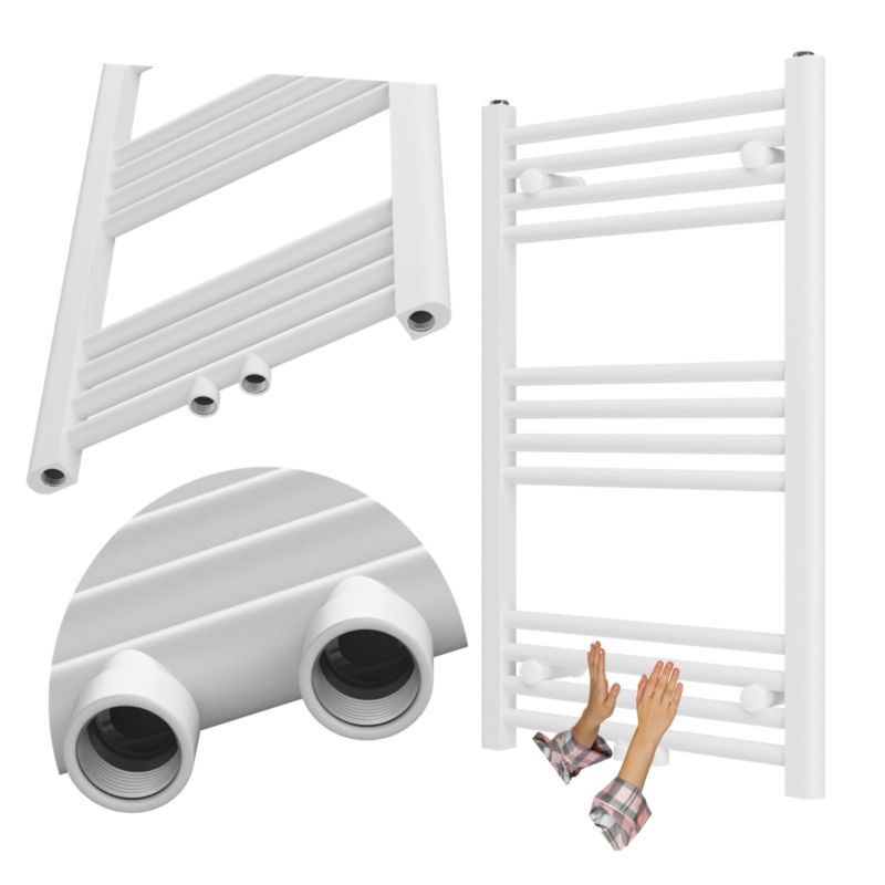 Grzejnik Łazienkowy Granitan Raven 80/50cm Biały Kaloryfer Drabinkowy 1kpl.