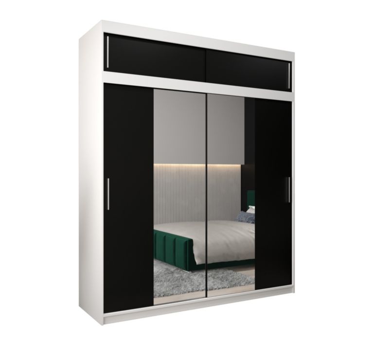 Szafa przesuwna Garderoba Abiks Tokyo 1 200 biały + czarny z nadstawką 1 szt.