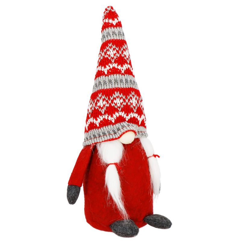 Krasnal świąteczny Springos dekoracja na Boże Narodzenie 33 cm skrzat gnom czerwono-szary 1 szt.
