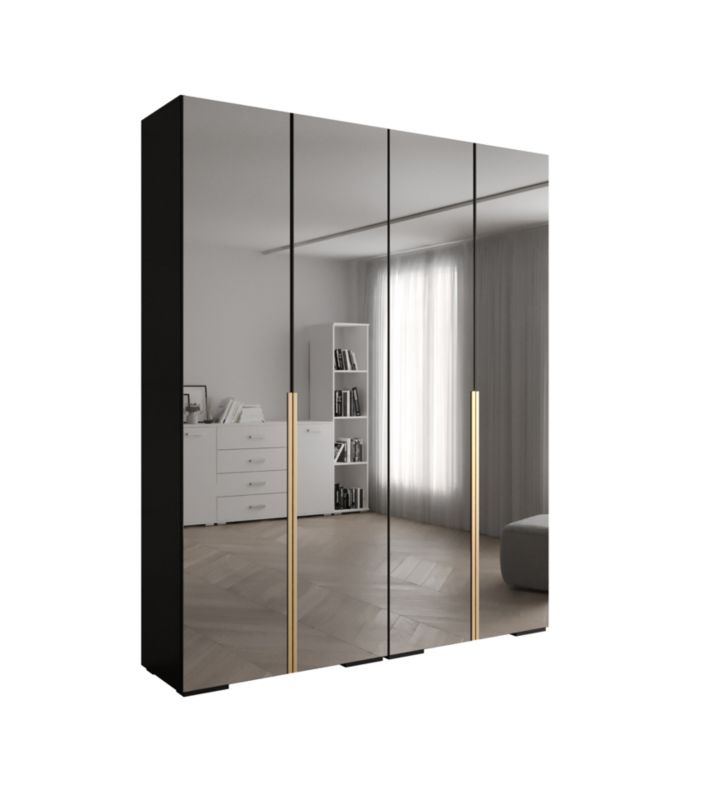 Szafa uchylna Abiks INOVA lustro wz.1 szer.200cm (czarny/złoty)