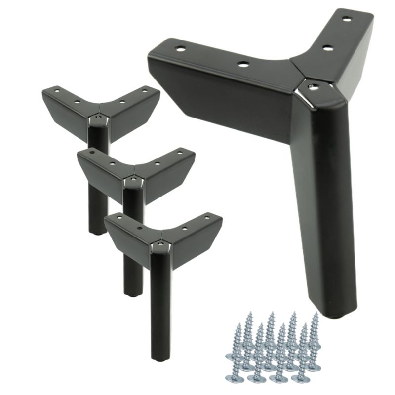 Zestaw 4 sztuk noga meblowa Kotwica Loft czarny mat wysokość 12 cm 4 szt nóżek + 16 wkrętów GRATIS B&B
