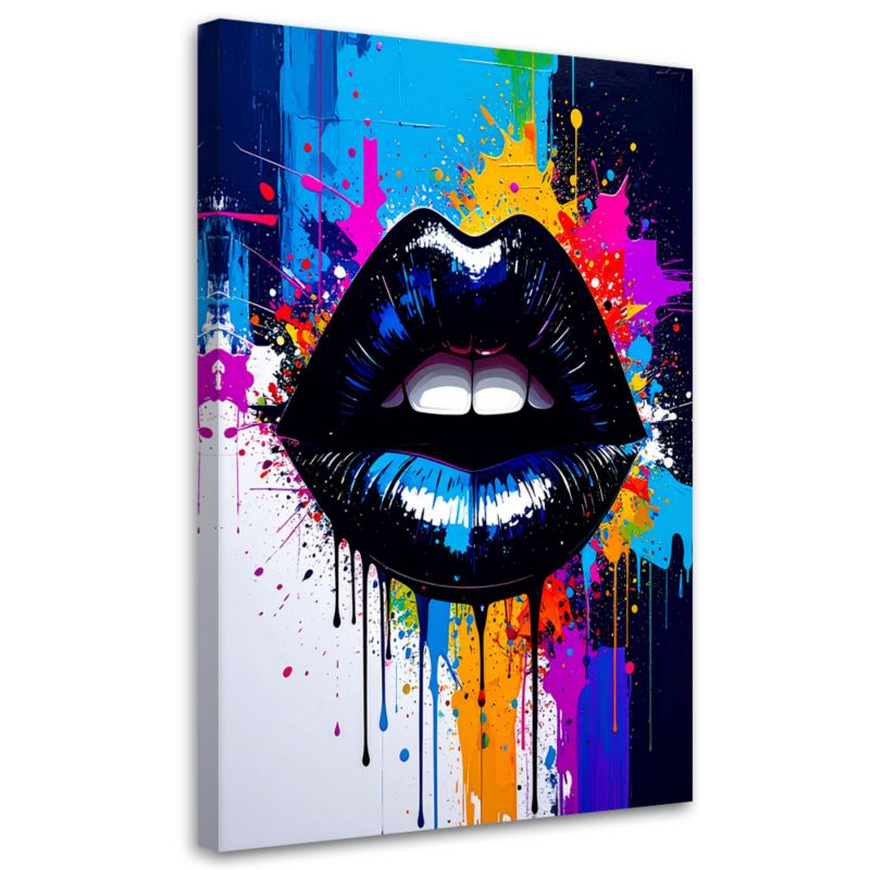 Obraz do salonu sypialni Feeby Abstrakcja Czarne Usta Farba 80x120cm 1szt