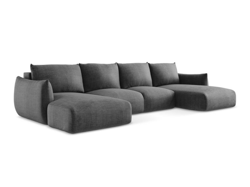 Sofa panoramiczna z funkcją spania LaMiaSofa SAVONA z tkaniny strukturalnej 317x162 cm ciemny szary 1 szt.
