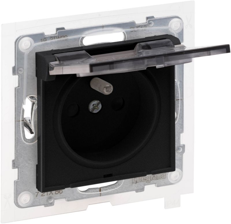 Gniazdo pojedyncze Legrand Suno IP44 z uziemieniem czarne