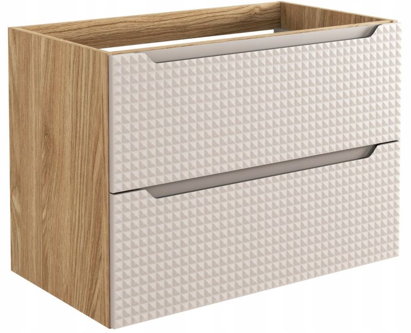 Szafka łazienkowa Furnidea 80 cm pod umywalkę beżowa dąb wisząca fronty 3D Luxor 1 szt.