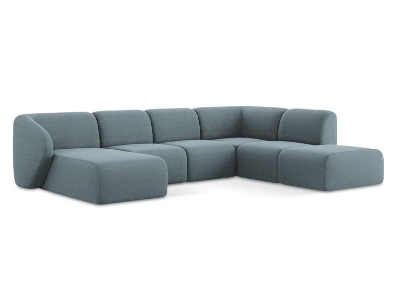 Sofa panoramiczna lewa LaMiaSofa CERVO z tkaniny bouclé 325x236 cm jeans 1 szt.