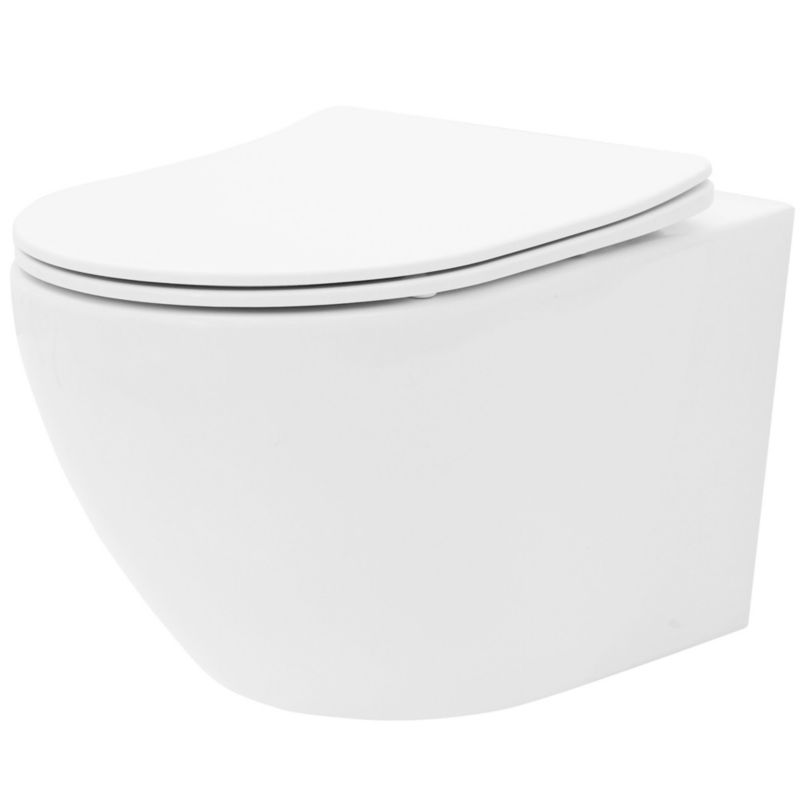 Misa Wc Podwieszana Ceramimczna Rea Carlo Mini Rimless Duroplast/Flat/Zm Biały 49,5X37X32Cm 1 Szt