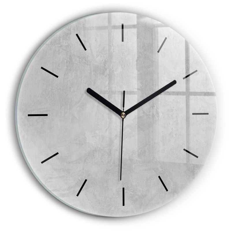 Zegar szklany czarne wskazówki Wallfluent fi30 cm Kamienna ściana 1 szt.