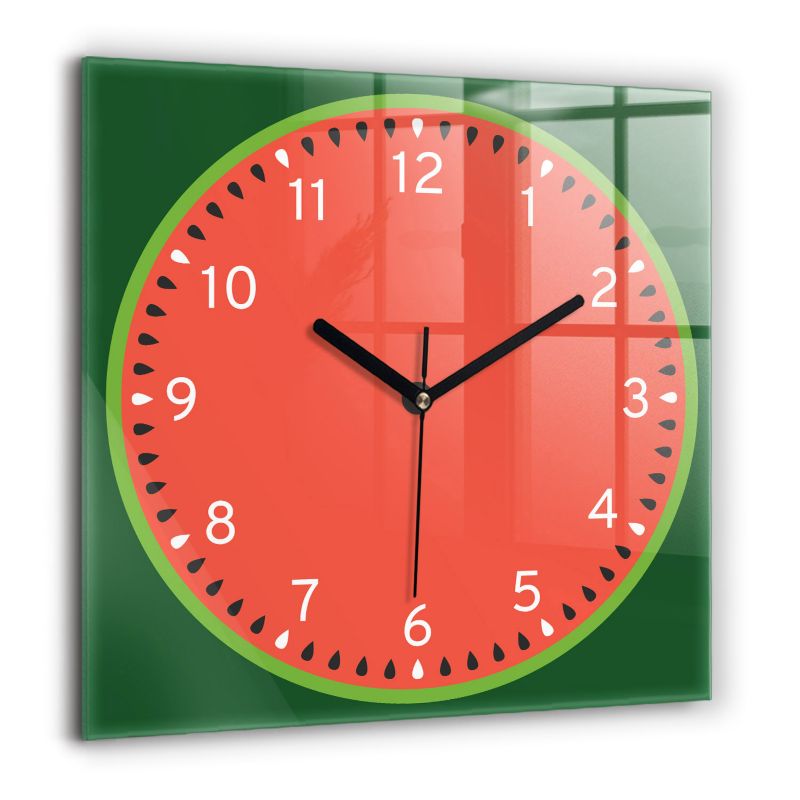 Zegar szklany czarne wskazówki Wallfluent 60x60 cm Słodki arbuz 1 szt.