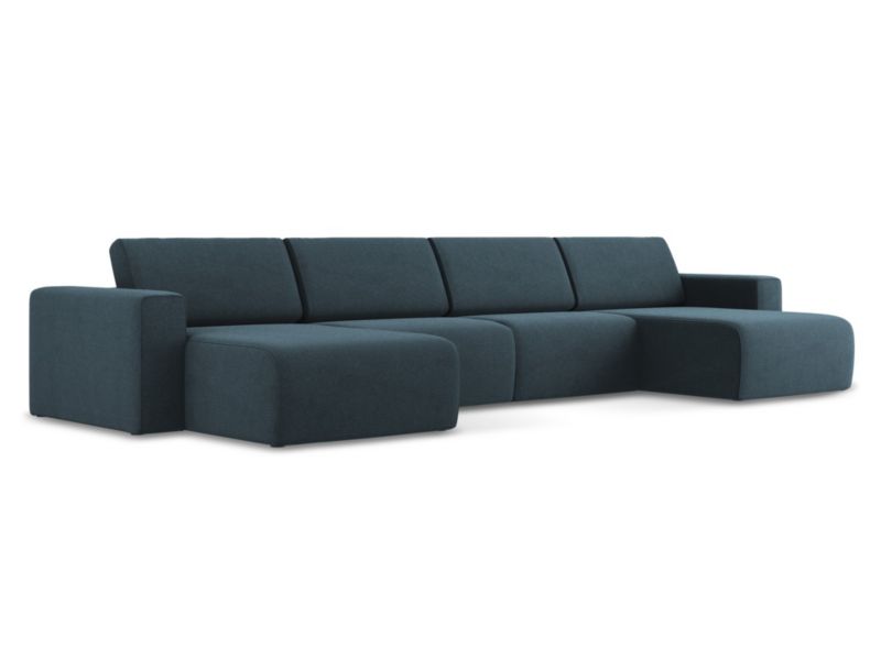 Sofa modułowa panoramiczna LaMiaSofa CASERTA z tkaniny strukturalnej 404x167 cm jeans 1 szt.