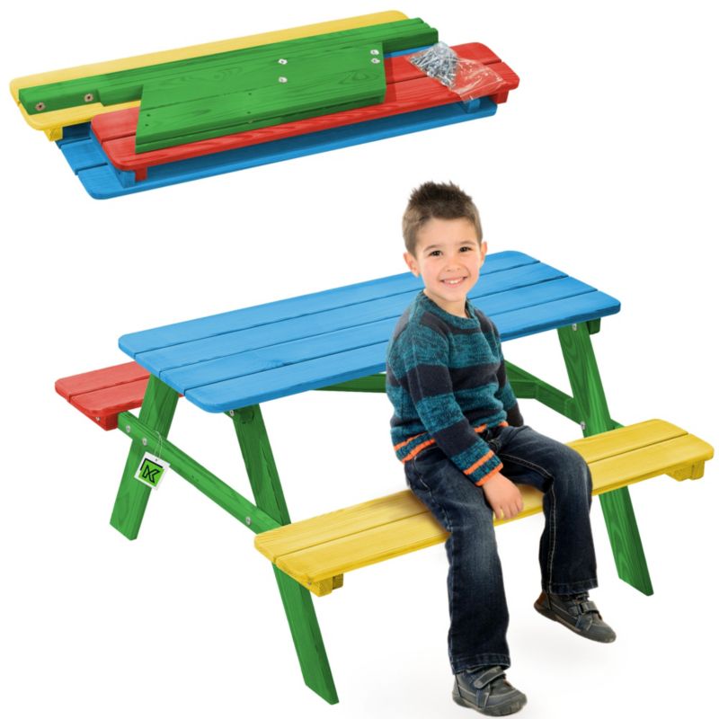 Ławka Ogrodowa KADAX Ławeczka Drewniana Dla Dzieci Ze Stołem Stolikiem Do Ogrodu 1szt.