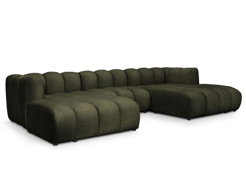 Sofa modułowa panoramiczna LaMiaSofa NAPOLI z tkaniny szenilowej 316x179 cm oliwkowy 1 szt.