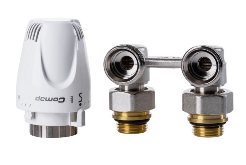 Zestaw Comap przyłączeniowy - wersja kątowa (moduł przyłączeniowy VKO kątowy z nyplami + głowica termost W5.) 1 szt.