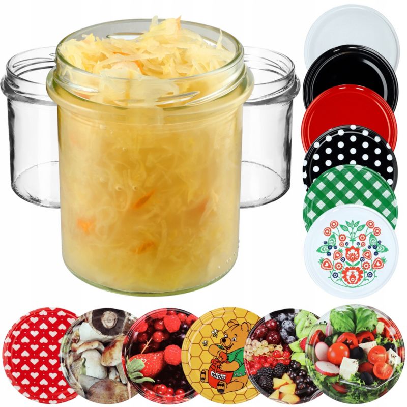 Słoik KADAX 350 ml Słoiki Na Przetwory Miód Szklany Wieczka Zakrętki fi82 50 szt