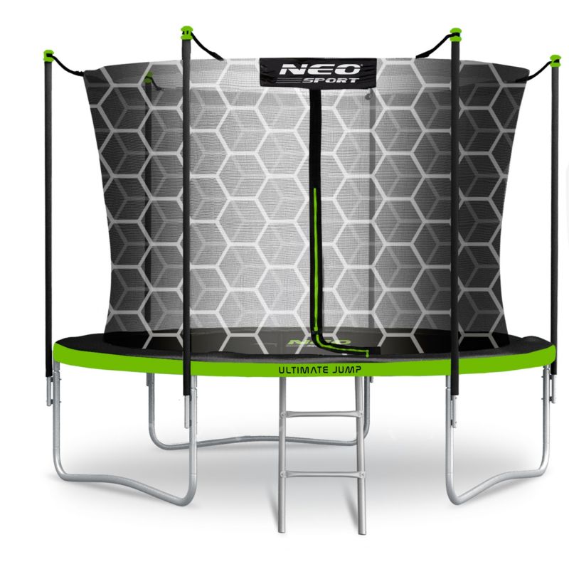 Trampolina ogrodowa Neo-Sport 183cm 6ft + drabinka + siatka wewnetrzna zielona 1szt.