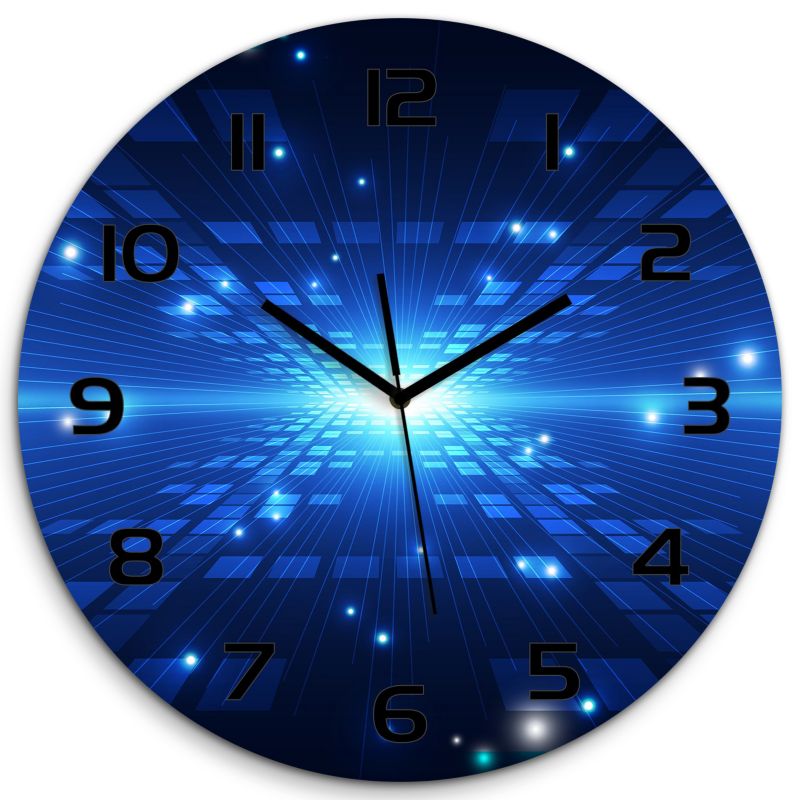 Zegar szklany Tulup Trójwymiarowe tło czarne wskazówki fi30 cm cichy 1 szt.