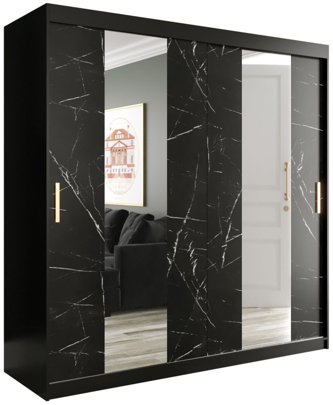 Szafa przesuwna Garderoba Abiks Marmur POLE 200 czarny + czarny 1 szt.
