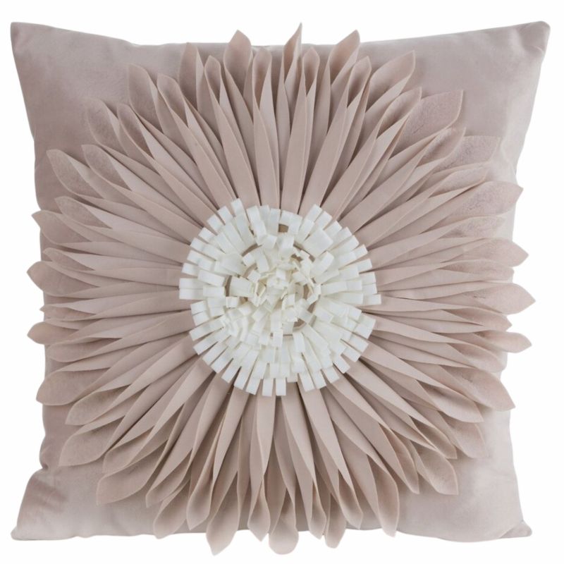 Poszewka Dekoracyjna Flores Eurofirany Beżowa Kwiat 3D 45X45 Cm 1 Szt.