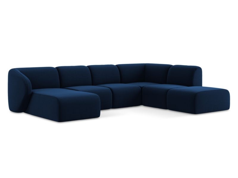Sofa panoramiczna lewa LaMiaSofa CERVO z tkaniny welwetowej 325x236 cm królewski niebieski 1 szt.