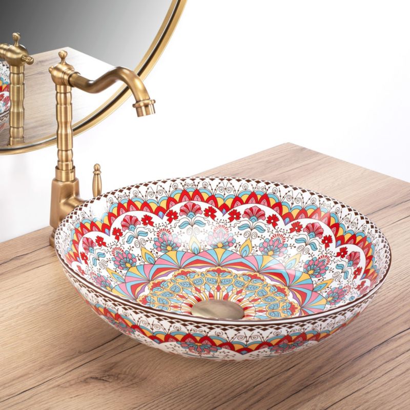 Umywalka Nablatowa Rea Peru Okrągła Kolorowy 40X40X11,5Cm 1 Szt