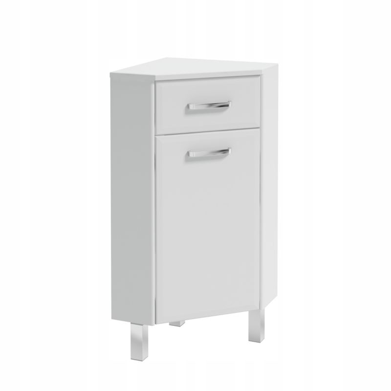Biała Szafka Półsłupek Stamar do Łazienki Stojąca Narożna Połysk 1 Drzwi Szuflada 380x830 mm 1 szt