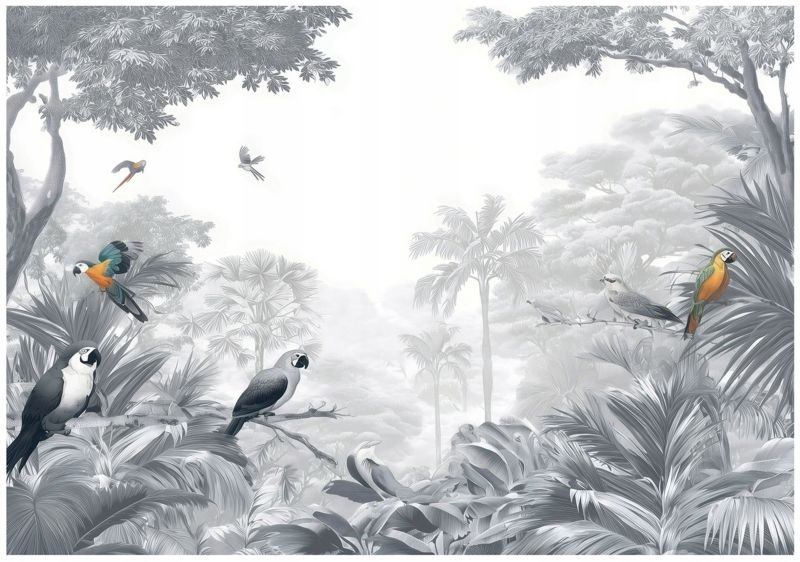 Fototapeta WALLARENA Do Sypialni Salonu Na Flizelinie Dżungla Papugi Ptaki 400x280 cm 1 szt.