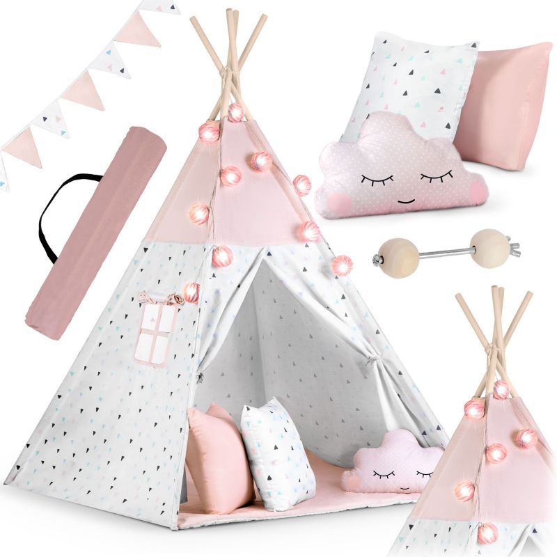 Namiot Tipi dla dzieci Nukido NK-400 wigwam różowo-biały 1szt.