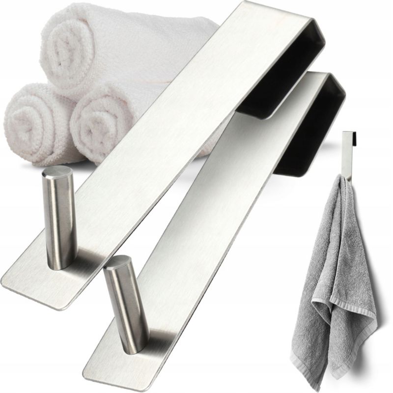 Haczyki KADAX Na Drzwi Wieszak Bez Wiercenia Ręczniki Ubrania Pojedynczy Srebrny 2 szt.