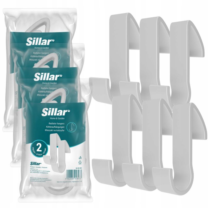 Haczyki, Sillar, wieszaki łazienkowe, uchwyty na kaloryfer, grzejnik, dwustronne, biały, 6szt
