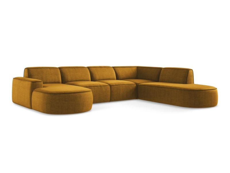 Sofa modułowa panoramiczna LaMiaSofa MELISSA z tkaniny strukturalnej 364x262 cm musztardowy 1 szt.