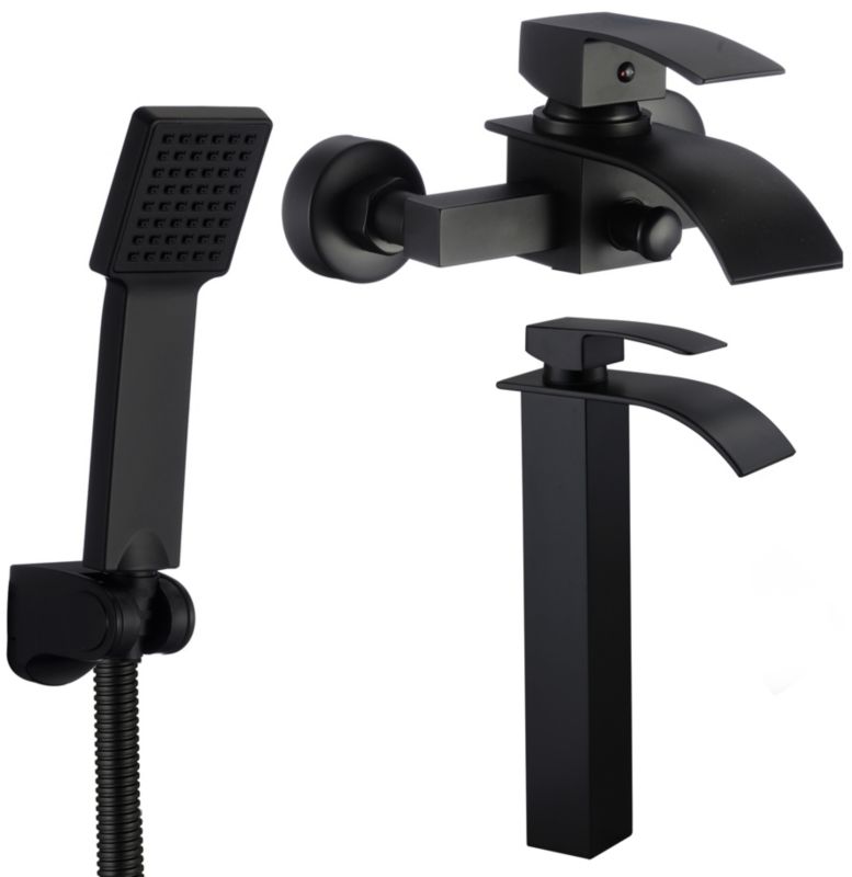 Zestaw czarny Yoka Home bateria wysoka umywalkowa oraz wannowa - 1 szt.