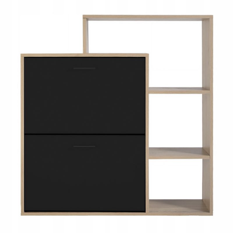 Szafka na buty JUMI regał 2 komory schowek do przedpokoju komoda czarna z półką 1 szt.