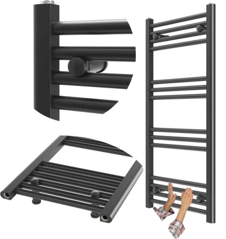 Grzejnik Łazienkowy Granitan Breno 50/100cm Czarny Kaloryfer Drabinkowy 1kpl.