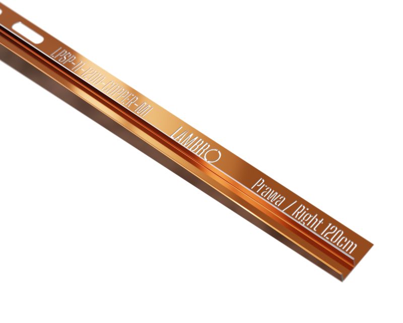 Listwa brodzikowa podłogowa spadkowa do szkła prawa LPS Lambro miedziany połysk 120cm 1 szt.