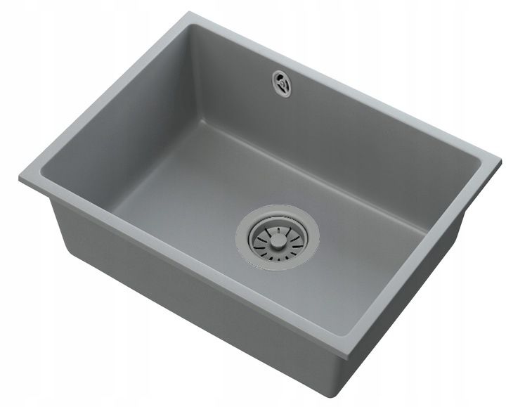Zlewozmywak Granitowy Granitan Manado60 Podblatowy z Syfonem Rolmatą i Baterią Grado Szary 1kpl.
