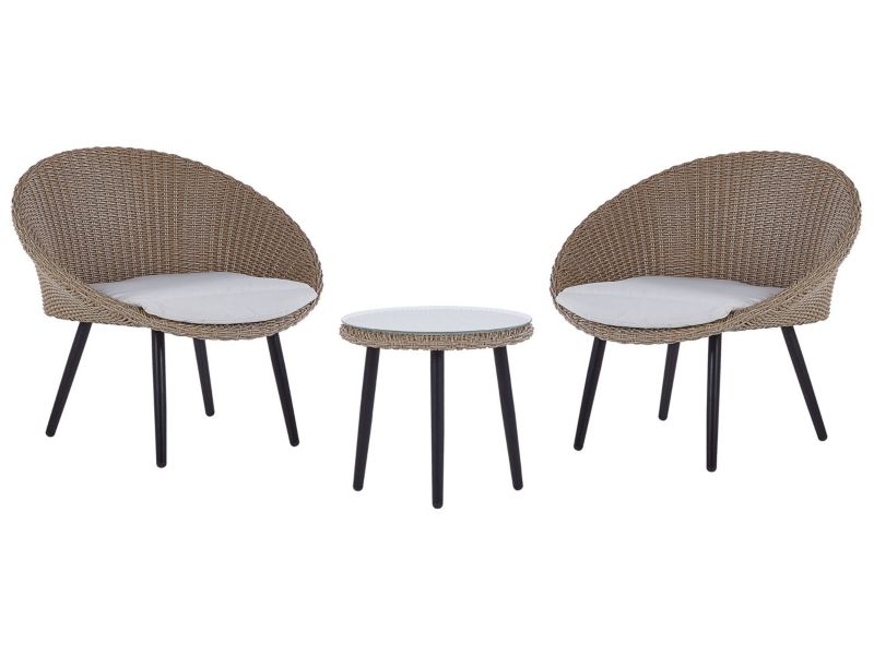 Zestaw mebli balkonowych Z poduszką Ortigia Technorattan Jasnobeżowy Beżowy 1 kpl