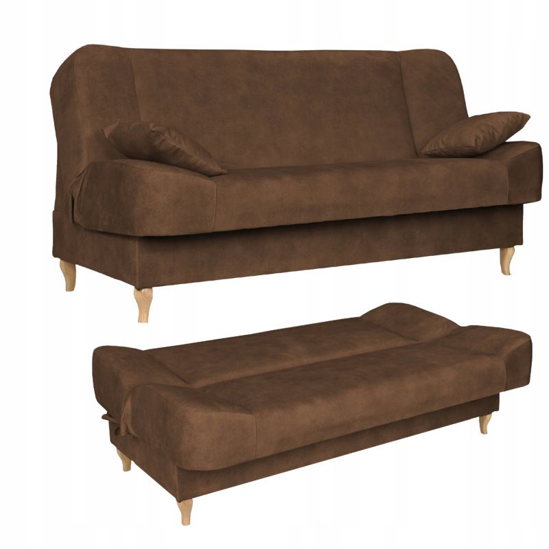 Sofa do salonu rozkładana z poduszkami Family Meble Sara brąz 1szt