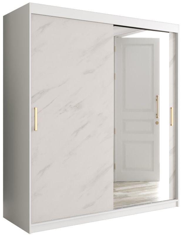 Szafa przesuwna Garderoba Abiks Marmur T2 180 biały + biały 1 szt.