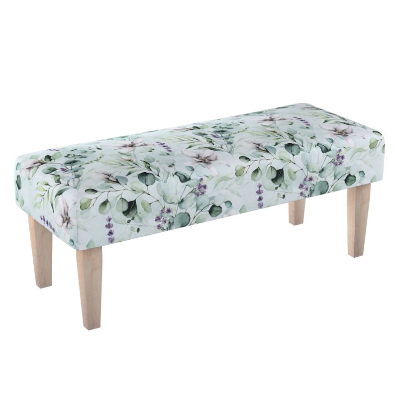 Ławka Dekoria 100 x 40 x 40 cm magnolie na miętowym tle 1 szt.