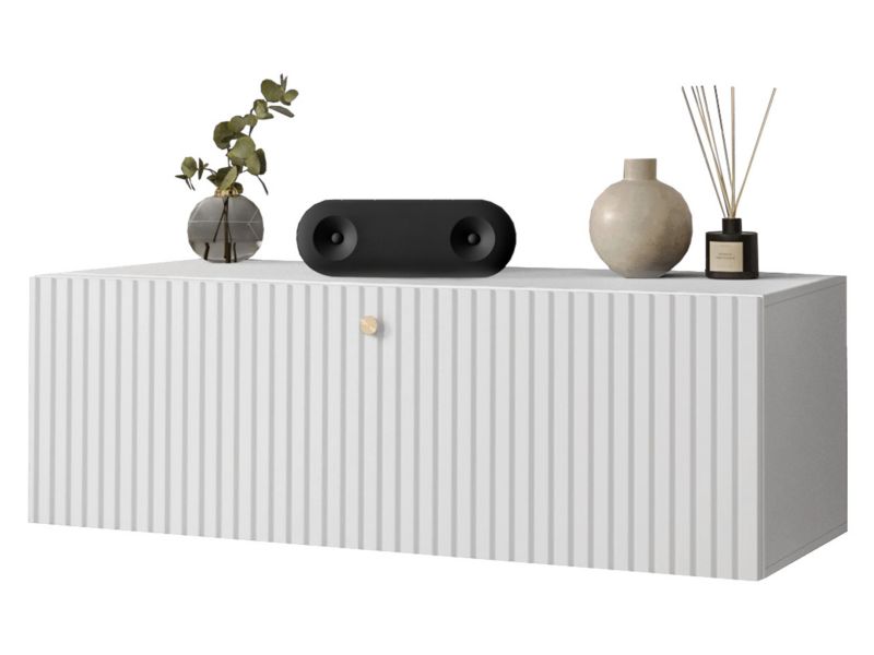 Szafka RTV MIRJAN 24 Waldi Riflo Slim pozioma 100 biały 1 szt.