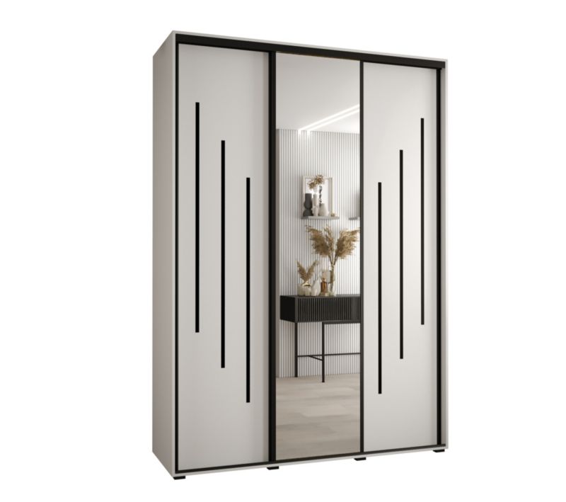 Szafa przesuwna Abiks DAVOS 9 wysoka szer.180cm gł.45cm biały/biały/czarny 1szt.