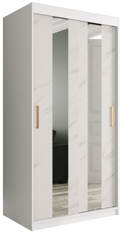 Szafa przesuwna Garderoba Abiks Marmur POLE 100 biały + biały 1 szt.