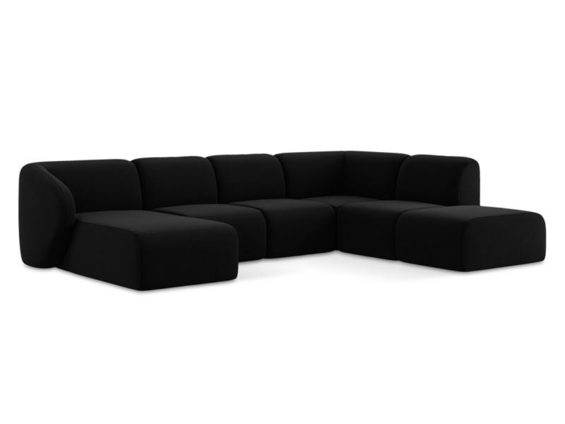 Sofa panoramiczna lewa LaMiaSofa CERVO z tkaniny welwetowej 325x236 cm czarny 1 szt.