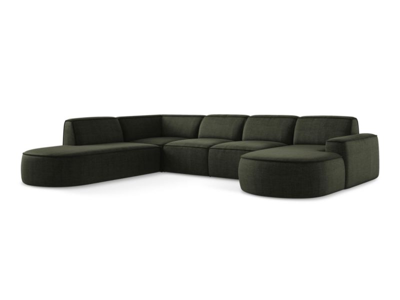 Sofa modułowa panoramiczna LaMiaSofa MELISSA z tkaniny strukturalnej 364x262 cm oliwkowy 1 szt.