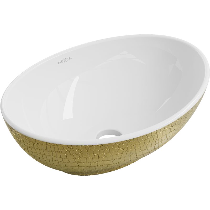 Umywalka nablatowa Mexen Elza biały/złoty 40,5x33 cm 1 szt.