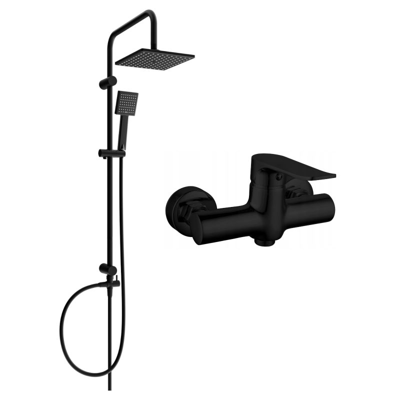 Zestaw prysznicowy natynkowy z deszczownicą i baterią Mexen Pecos czarny 1 szt.