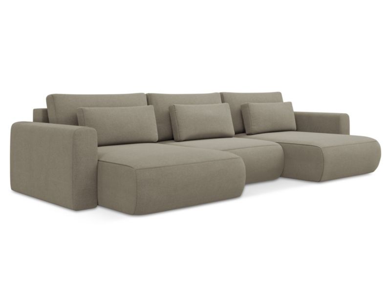 Sofa panoramiczna z funkcją spania LaMiaSofa PERUGIA z tkaniny strukturalnej 340x149 cm ciemny beż 1 szt.