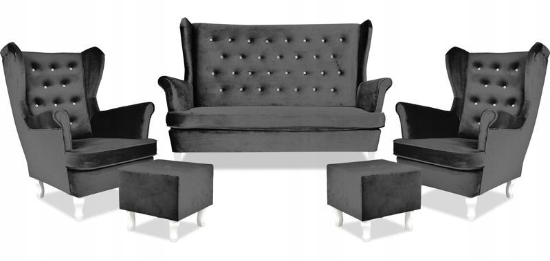 Zestaw mebli uszak do salonu sofa fotele pufy Family Meble Diana szary 1szt