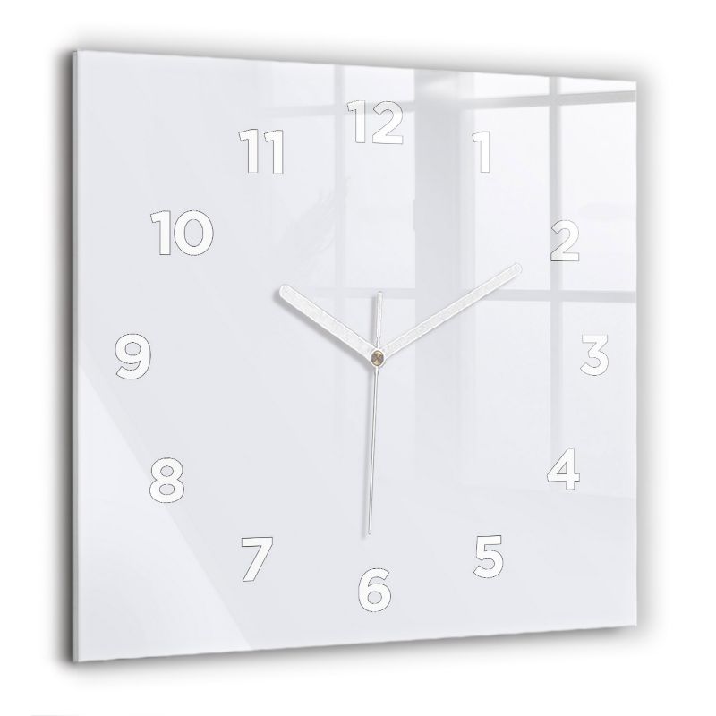 Zegar z białymi wskazówkami Wallfluent 60x60 cm Biały Szklany 1 szt.