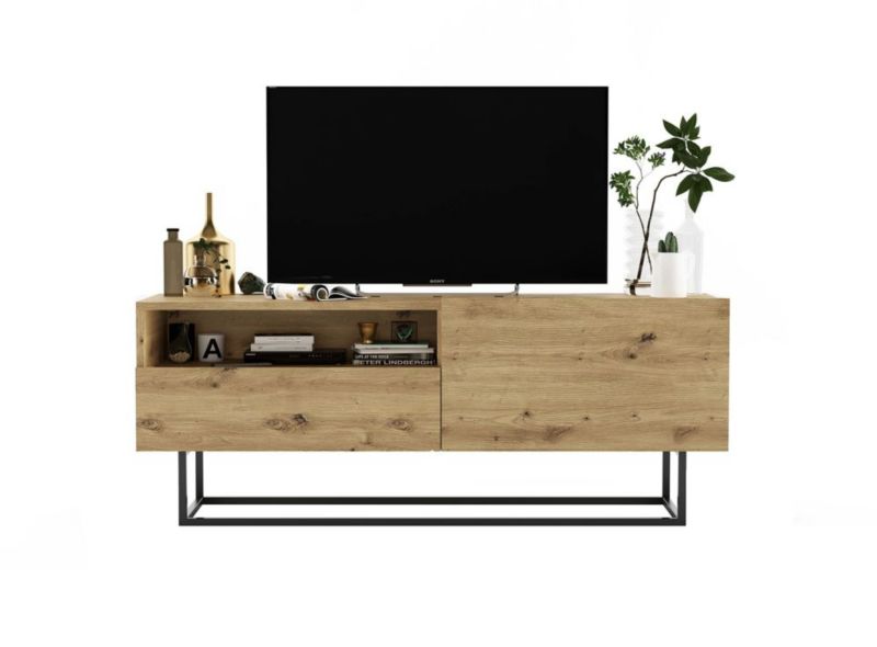 Szafka RTV Meble Lindner GRANT 180cm czarny mat 1 szt.